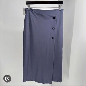 Women's Slate Blue Button-Front Midi Skirt